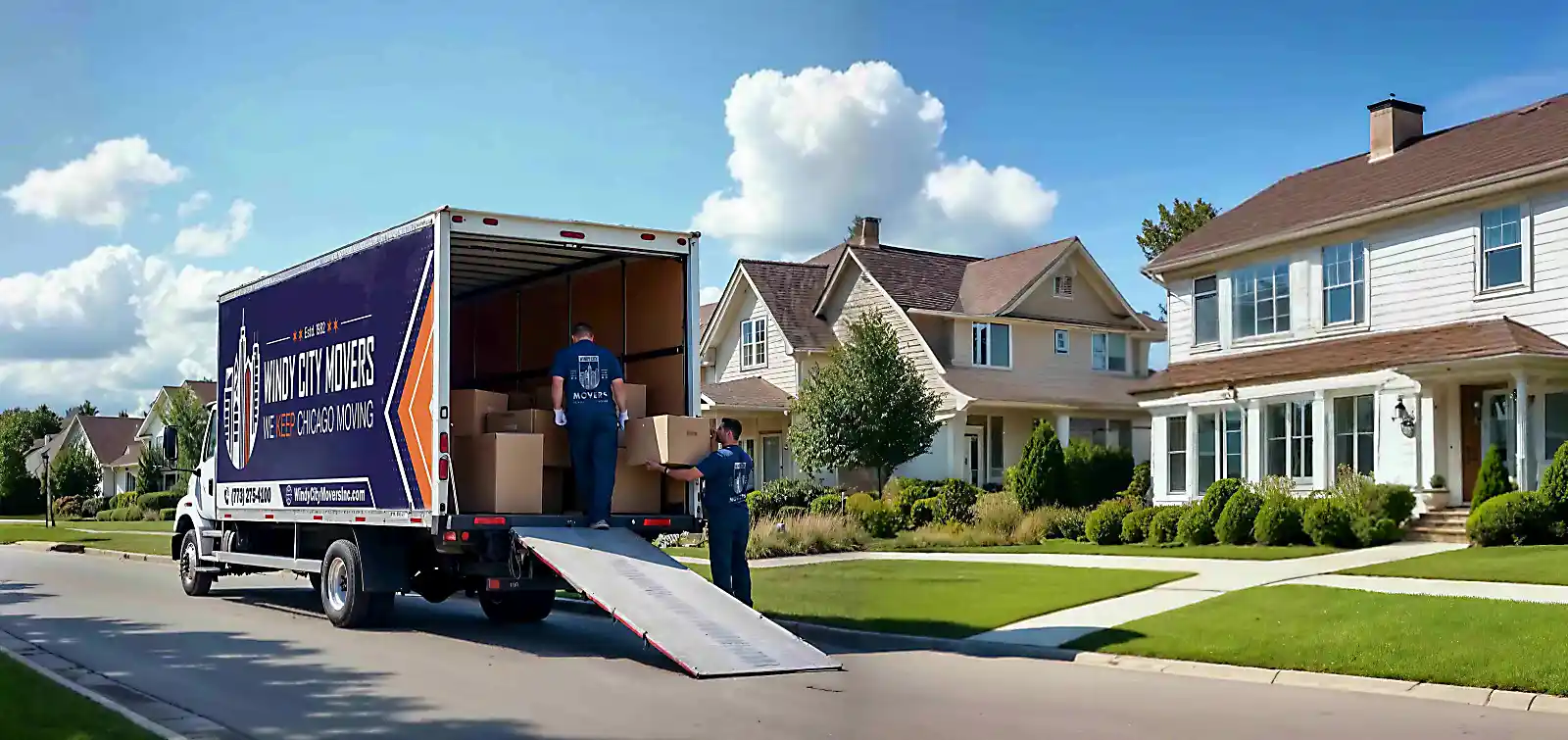 Windy City Movers truck during a local residential move