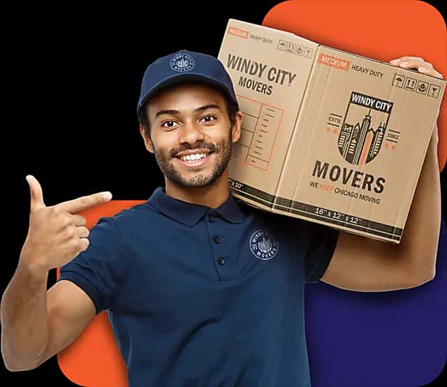 Windy City Movers professional carrying moving boxes