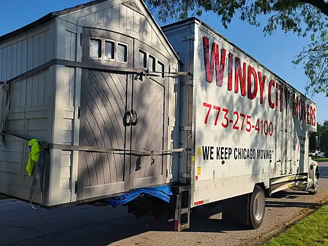 Windy City Movers truck on a Chicago neighborhood street