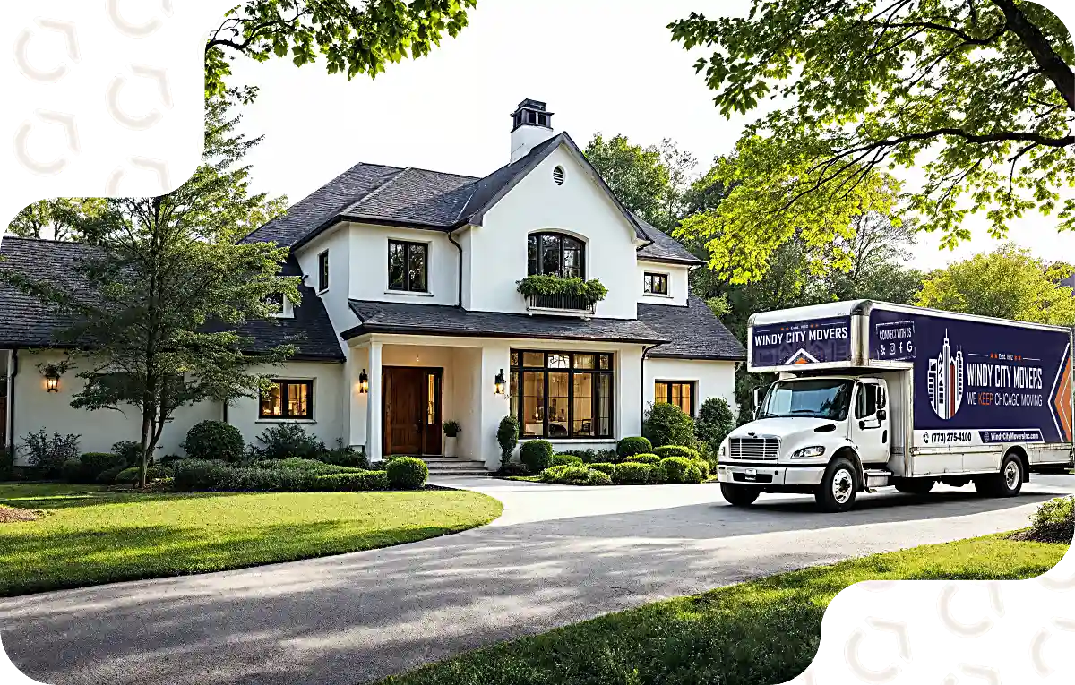 Windy City Movers local residential truck near homes
