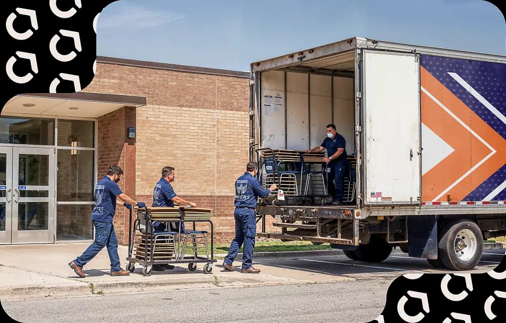 Commercial movers loading equipment
