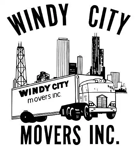 Original Windy City Movers Inc. logo with a moving truck and the Chicago skyline
