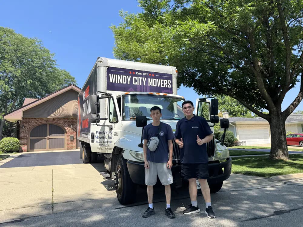 Windy City Movers team loading a moving truck in Elmhurst, Illinois