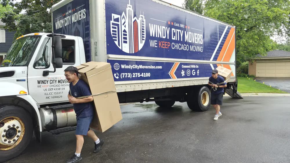 Windy City Movers team loading a moving truck in Inverness, Illinois
