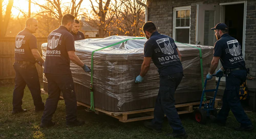A jacuzzi and hot tub move completed by Windy City Movers in the Chicago area