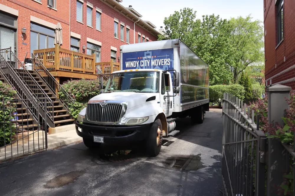 Windy City Movers team loading a moving truck in Lake View, Illinois