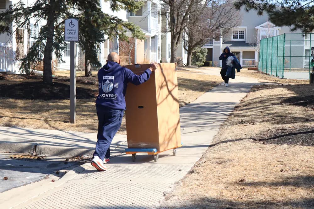 Windy City Movers team loading a moving truck in Naperville, Illinois