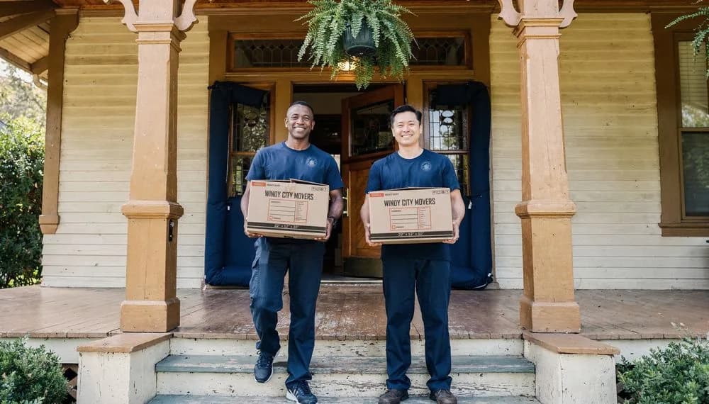 Windy City Movers team loading a moving truck in Wilmette, Illinois